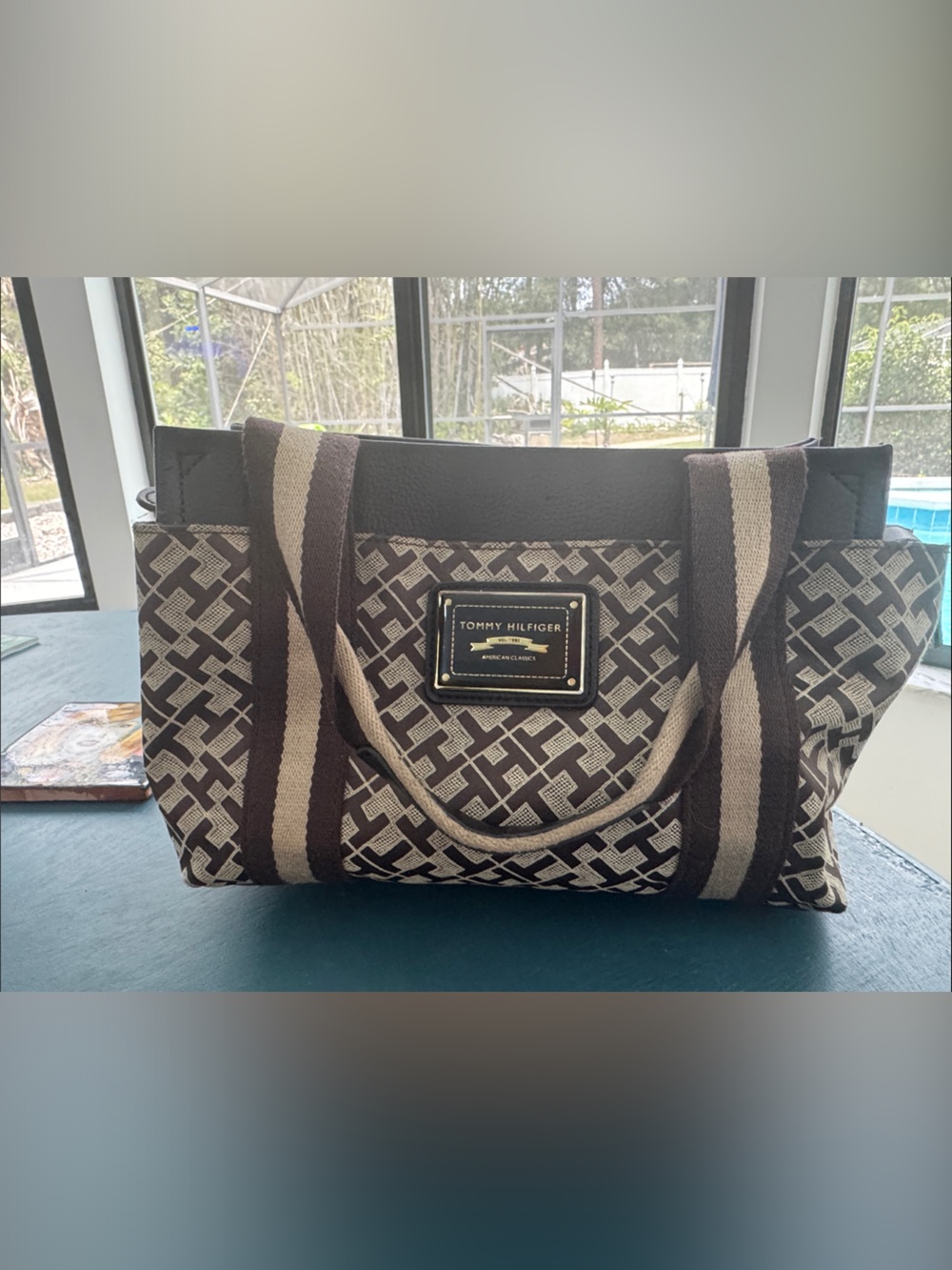 Tommy Hilfiger Black and Gold Purse